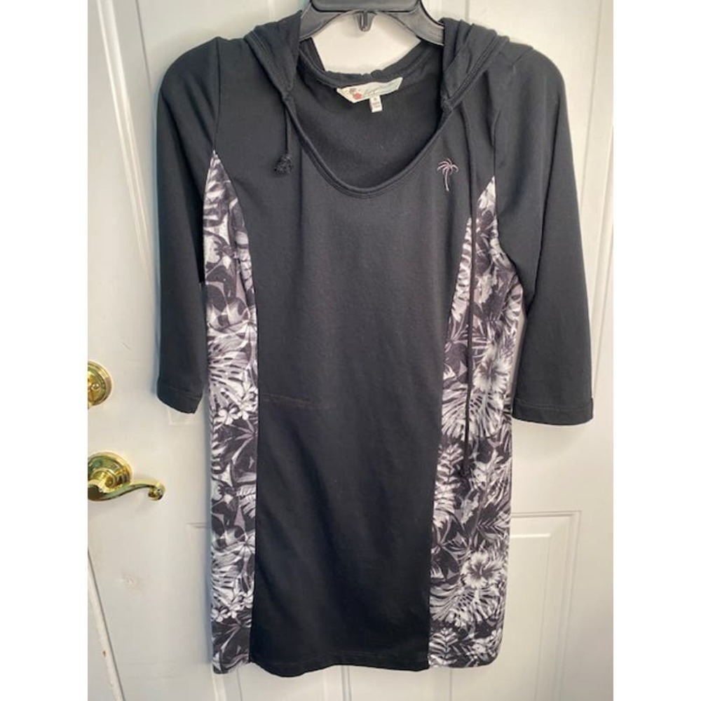 Margaritaville Black Hooded Dress Size Small with‎ Tropical Sides